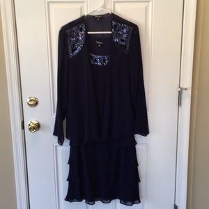 💙S.L. Fashions Sapphire Blue Dress with Shawl💙